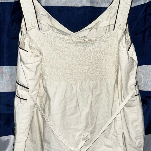 Maternity Tank Blouse With Adjustable Button Straps, Back Tie And Boho Stitch - Picture 2 of 3